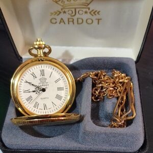 Cardot Gold Pocket Watch with Chain - White Dial